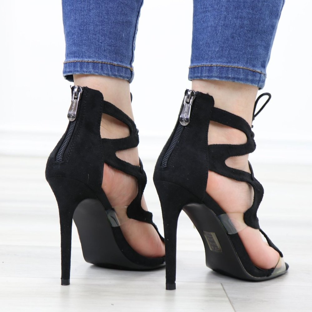 Strappy Nude High Heel Gladiator Sandals - Picture 6 of 11